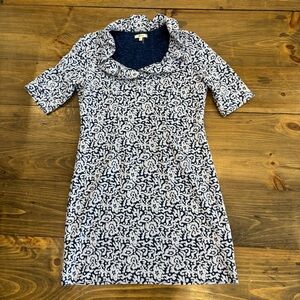 Tyler Boe Kim Dress, Navy and White Ruffle Collar, size S